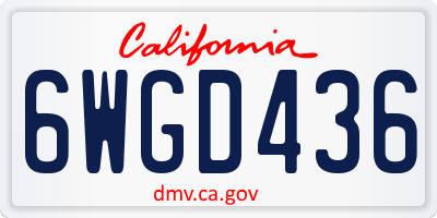 CA license plate 6WGD436