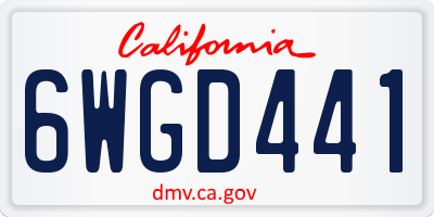 CA license plate 6WGD441