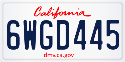 CA license plate 6WGD445