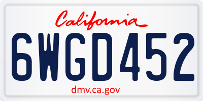 CA license plate 6WGD452