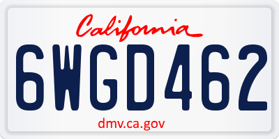 CA license plate 6WGD462