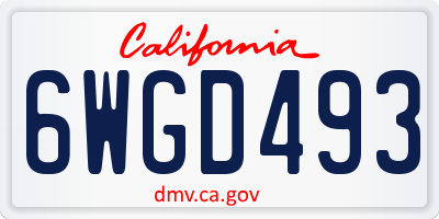 CA license plate 6WGD493