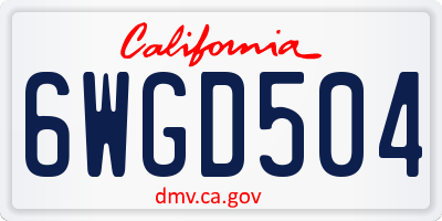 CA license plate 6WGD504