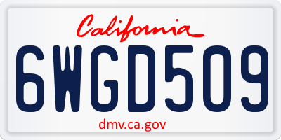 CA license plate 6WGD509