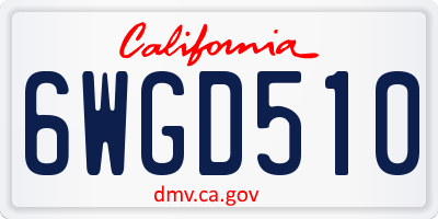 CA license plate 6WGD510