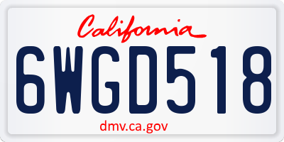 CA license plate 6WGD518