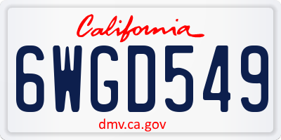 CA license plate 6WGD549