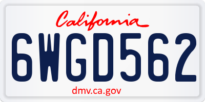 CA license plate 6WGD562