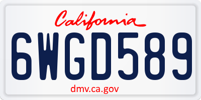 CA license plate 6WGD589