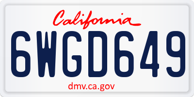 CA license plate 6WGD649