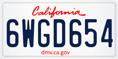 CA license plate 6WGD654