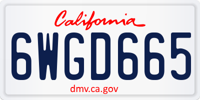 CA license plate 6WGD665