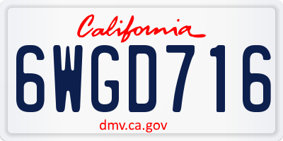 CA license plate 6WGD716