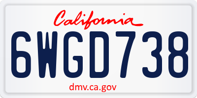 CA license plate 6WGD738