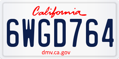 CA license plate 6WGD764