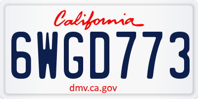 CA license plate 6WGD773