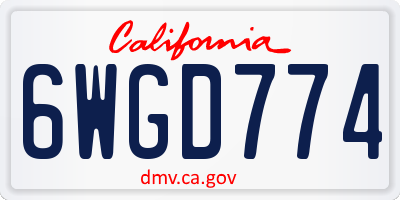 CA license plate 6WGD774