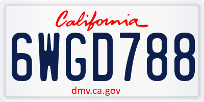 CA license plate 6WGD788