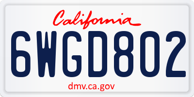 CA license plate 6WGD802