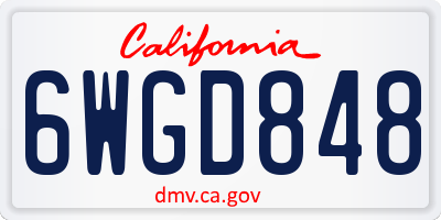 CA license plate 6WGD848