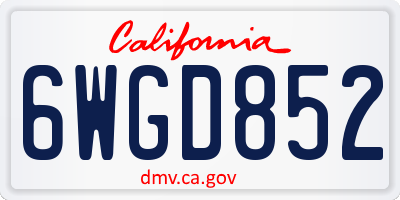 CA license plate 6WGD852