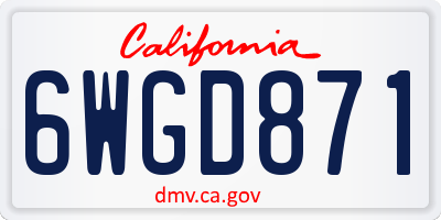 CA license plate 6WGD871