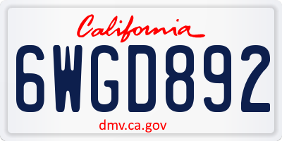 CA license plate 6WGD892