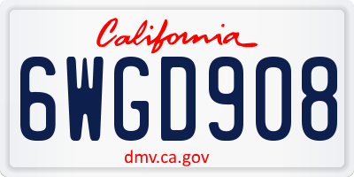 CA license plate 6WGD908