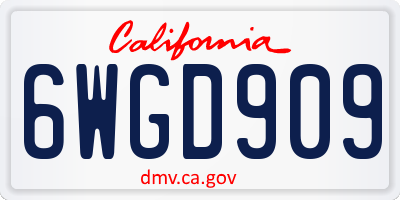 CA license plate 6WGD909