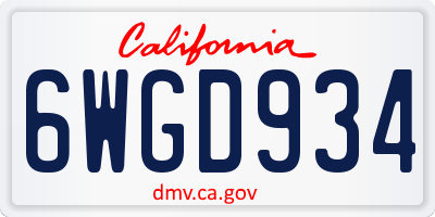 CA license plate 6WGD934