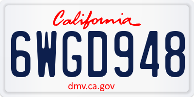 CA license plate 6WGD948