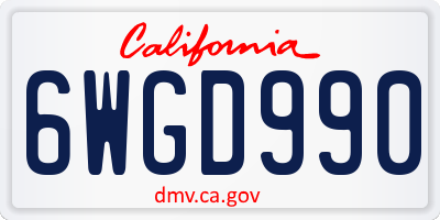 CA license plate 6WGD990