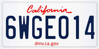 CA license plate 6WGE014