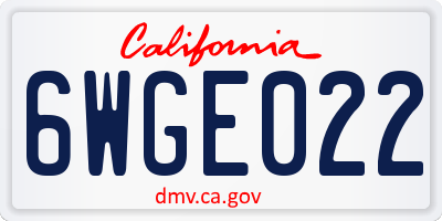 CA license plate 6WGE022