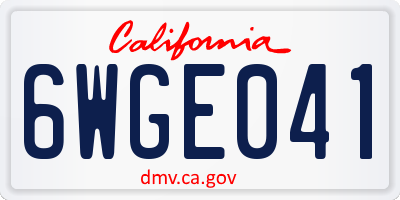 CA license plate 6WGE041