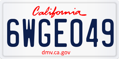 CA license plate 6WGE049