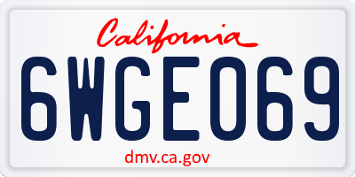 CA license plate 6WGE069