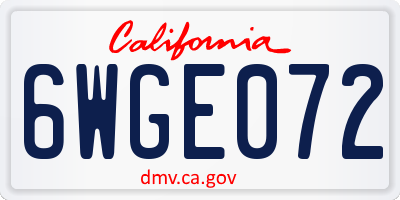 CA license plate 6WGE072