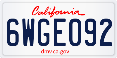 CA license plate 6WGE092
