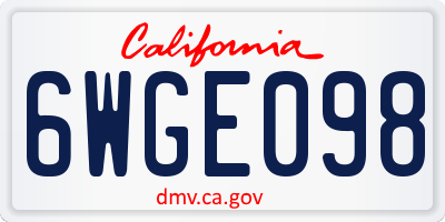 CA license plate 6WGE098