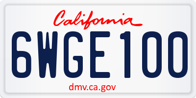 CA license plate 6WGE100
