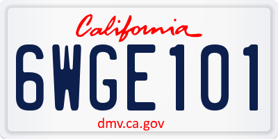 CA license plate 6WGE101