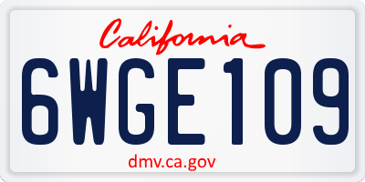 CA license plate 6WGE109