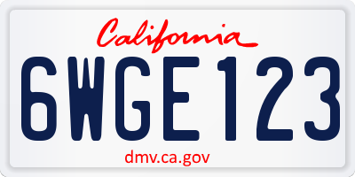 CA license plate 6WGE123