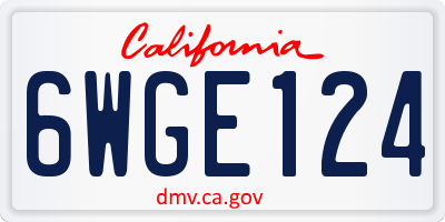 CA license plate 6WGE124