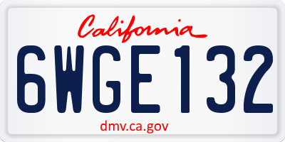 CA license plate 6WGE132