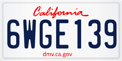 CA license plate 6WGE139