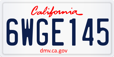 CA license plate 6WGE145