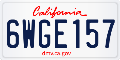 CA license plate 6WGE157