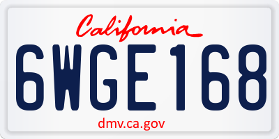 CA license plate 6WGE168
